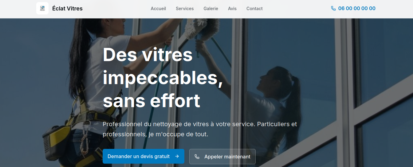 Aperçu du site Éclat Vitres